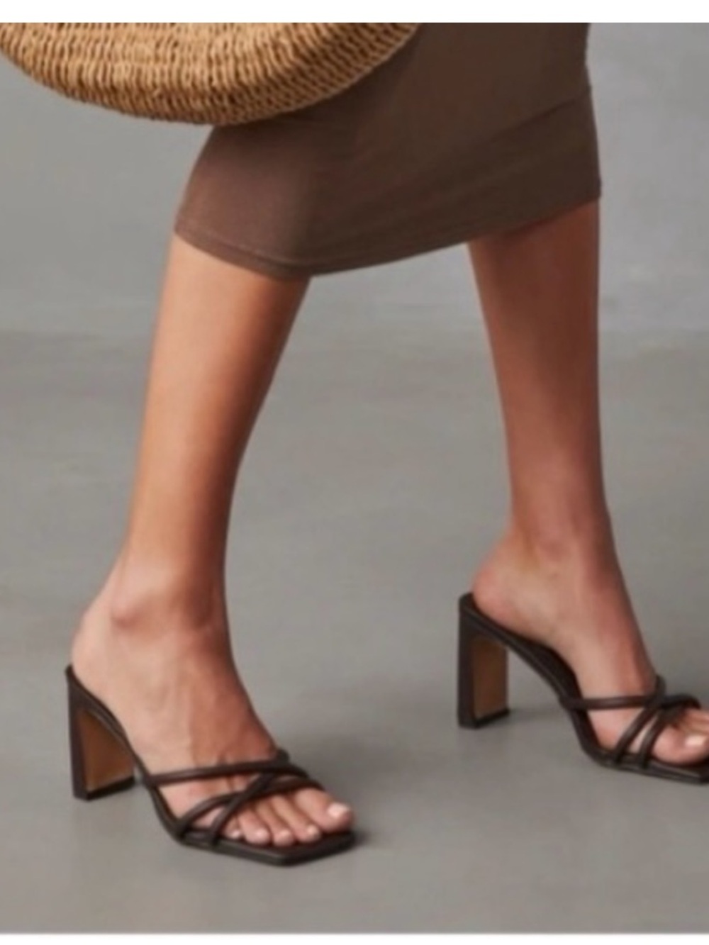 CCOCCI -Jenna- Mocha- Strappy Square-Toe Block Heels